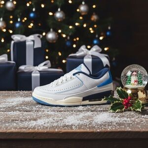 Jordan White and Blue Men's Athletic Shoes